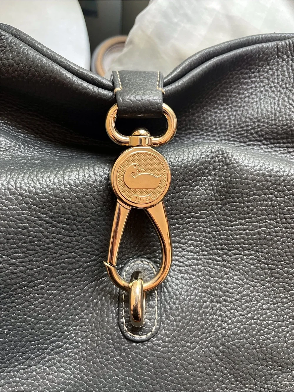 Dooney & Bourke dark grey Pebbled Leather Hobo with silver Hardware
